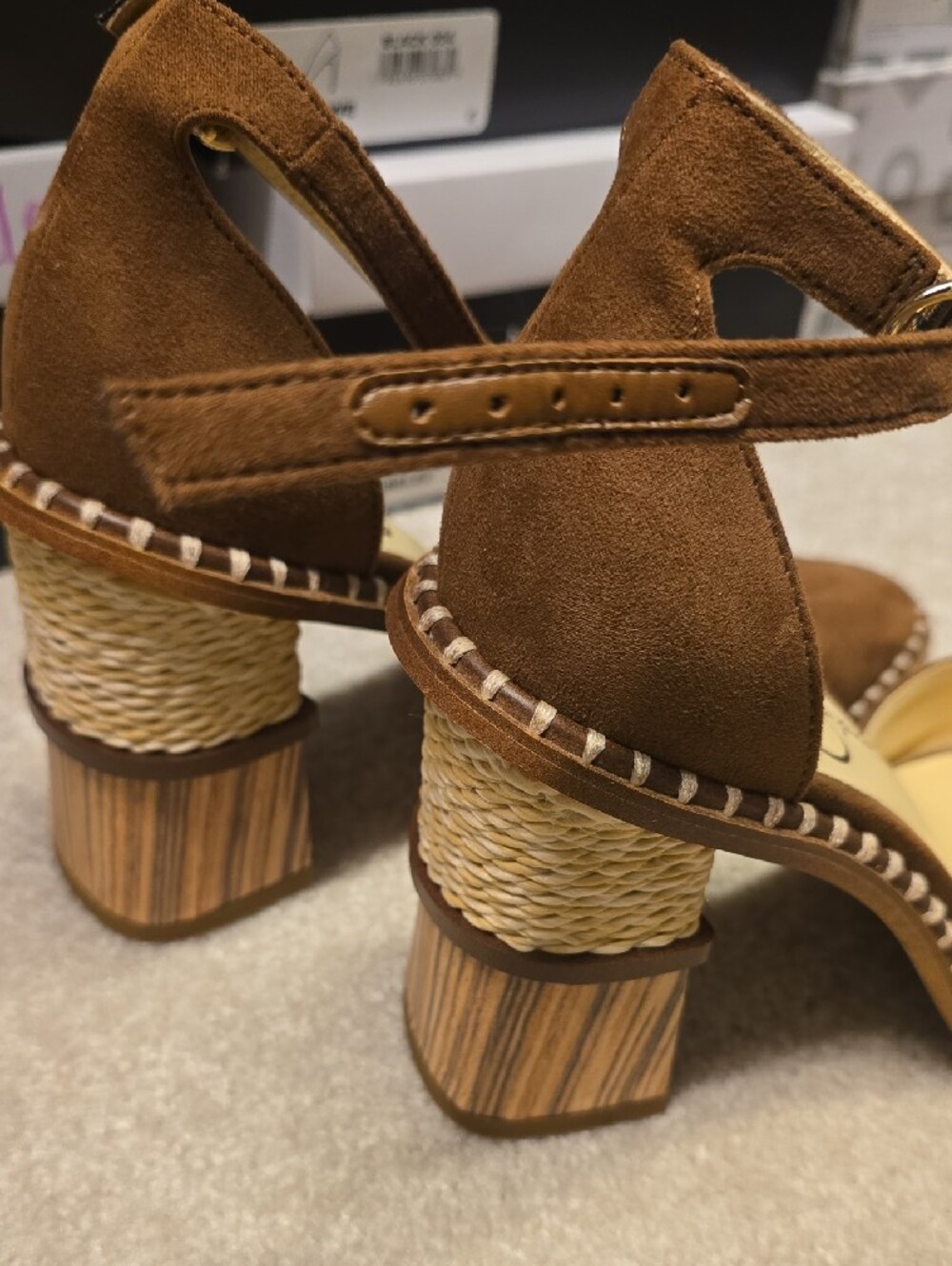 Jessica Simpson Cognac Suede Ankle-Strap Block Heels [8.5M] - Picture 3 of 7